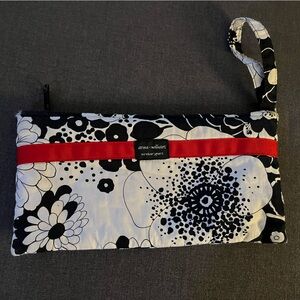 Anna William Newburyport wristlet. Black and white floral print.